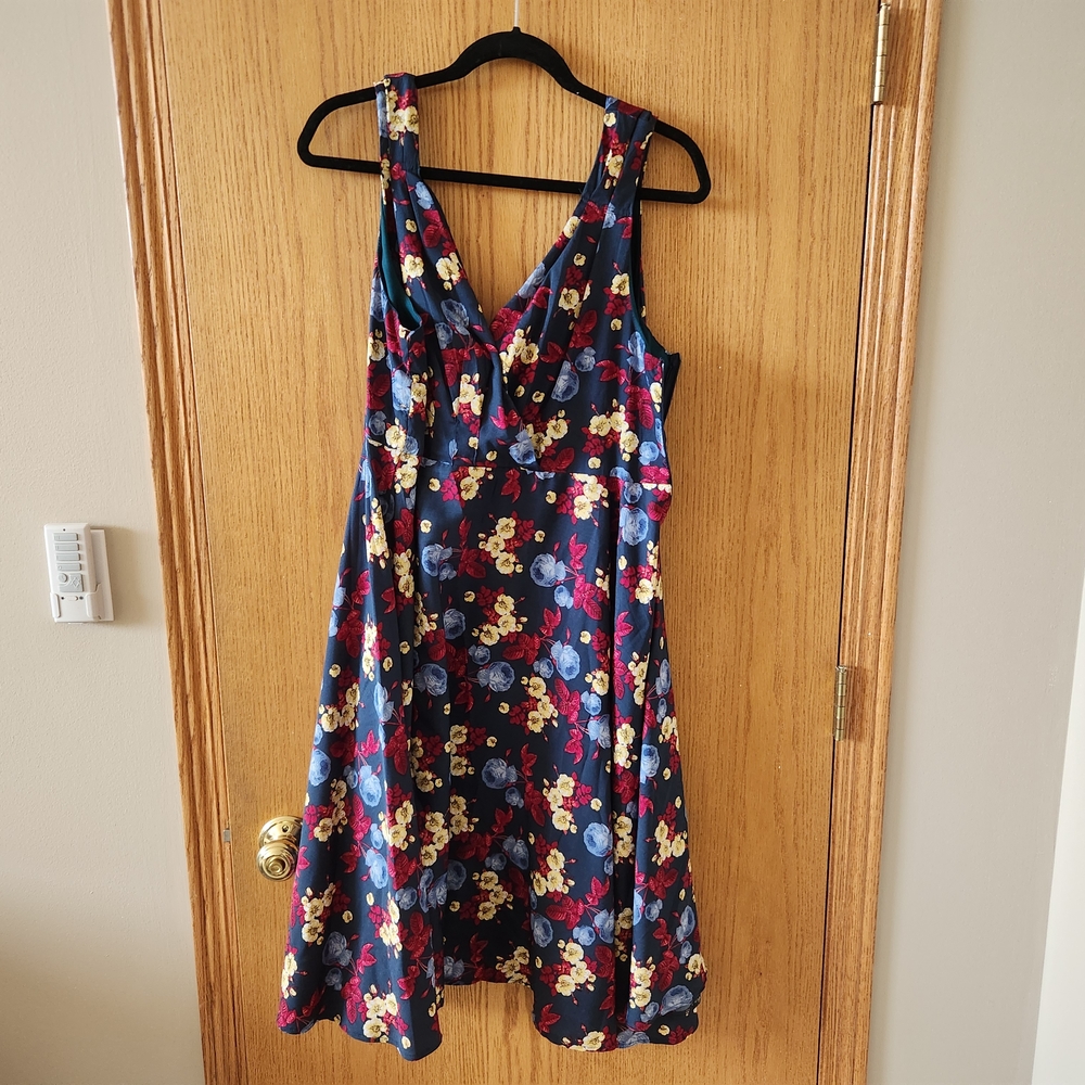 Diya Teal Dress with Floral Accents